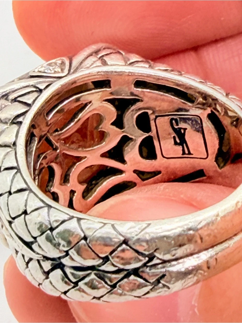 Scott Kay Sterling Silver Smoky Quartz & Diamond Accent Woven Ring 7 AS IS See P